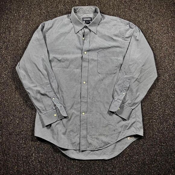 Lands’ End Button-Down Shirt Men’s 16.5-33 Blue Micro Check Long Sleeve Vintage - Picture 1 of 7